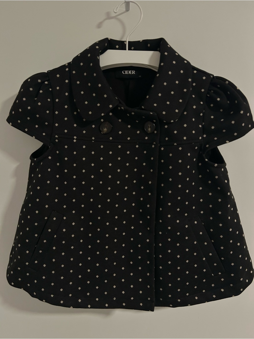 Cider Black Polka Dot Pea Shirt Peter Pan Collar